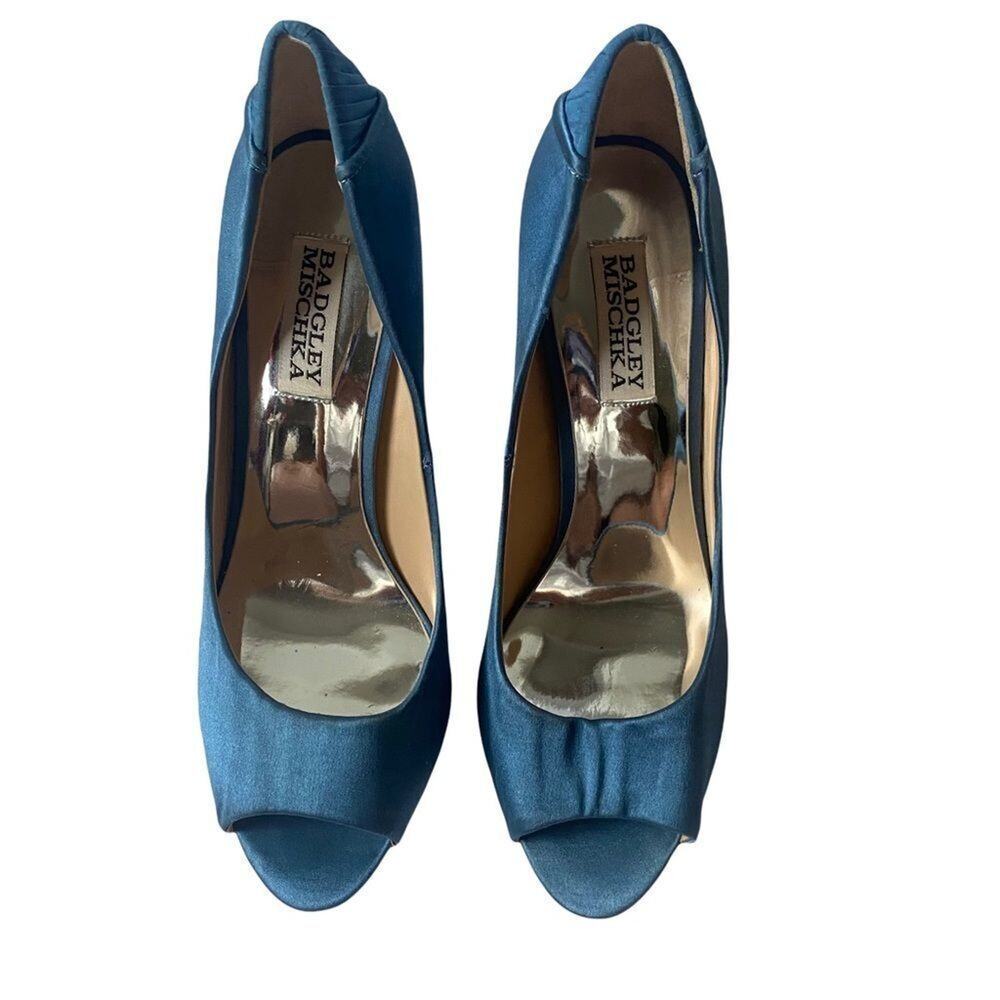 Badgley Mischka Heels Women's Slate Blue Shoes‎ Sz 7.5